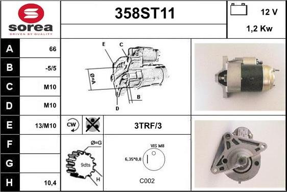 STARTCAR 358ST11 - Стартер vvparts.bg