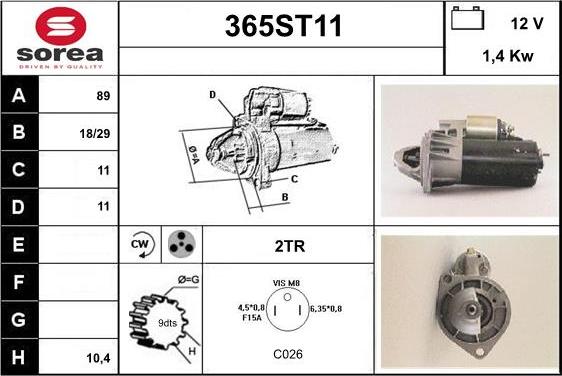 STARTCAR 365ST11 - Стартер vvparts.bg