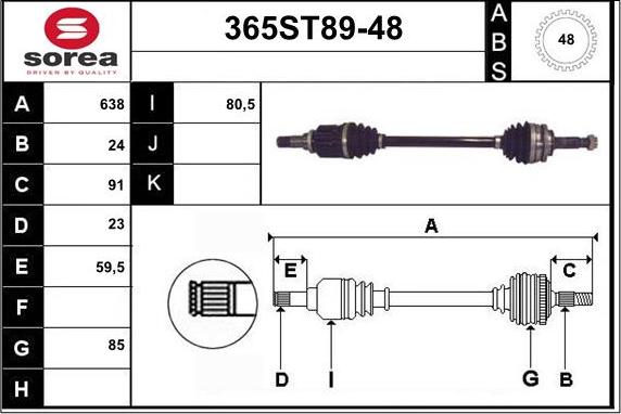 STARTCAR 365ST89-48 - Полуоска vvparts.bg