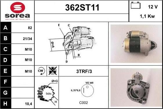 STARTCAR 362ST11 - Стартер vvparts.bg