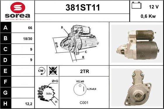 STARTCAR 381ST11 - Стартер vvparts.bg