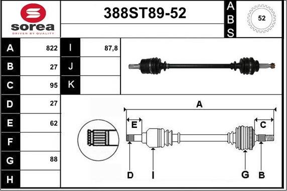 STARTCAR 388ST89-52 - Полуоска vvparts.bg