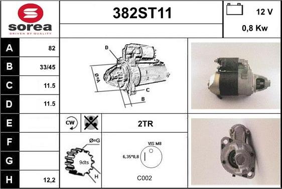 STARTCAR 382ST11 - Стартер vvparts.bg