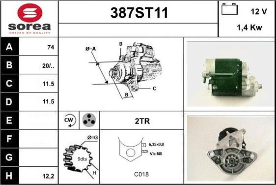 STARTCAR 387ST11 - Стартер vvparts.bg