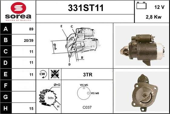 STARTCAR 331ST11 - Стартер vvparts.bg