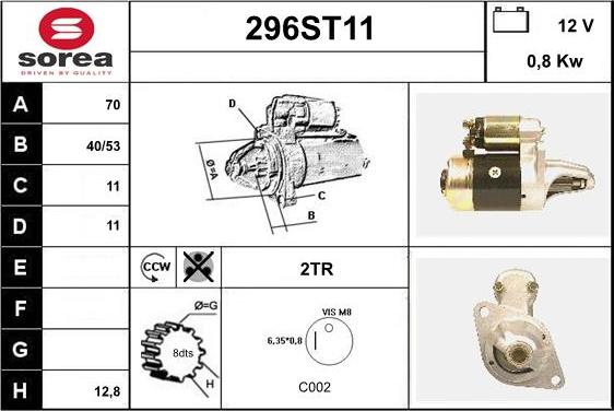 STARTCAR 296ST11 - Стартер vvparts.bg