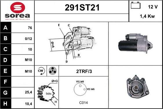 STARTCAR 291ST21 - Стартер vvparts.bg