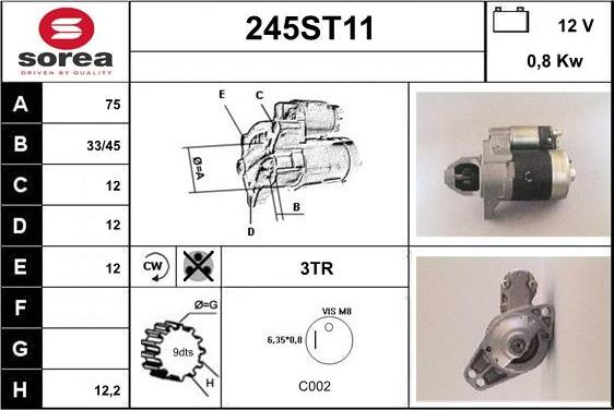 STARTCAR 245ST11 - Стартер vvparts.bg