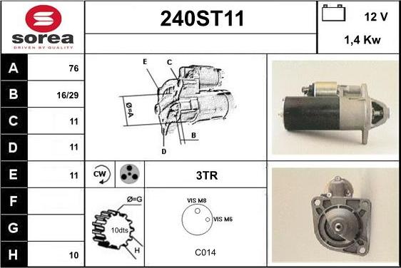 STARTCAR 240ST11 - Стартер vvparts.bg