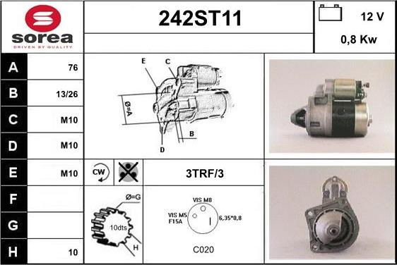 STARTCAR 242ST11 - Стартер vvparts.bg