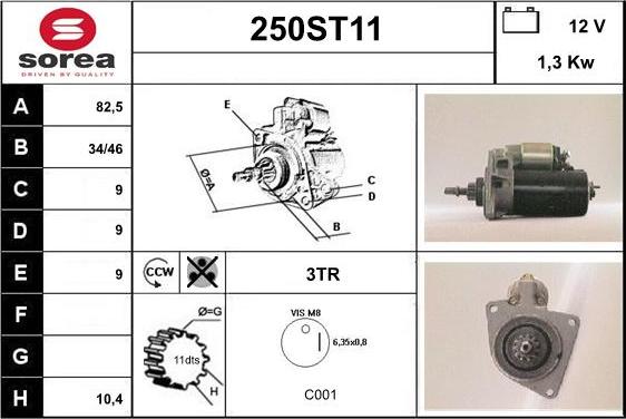 STARTCAR 250ST11 - Стартер vvparts.bg