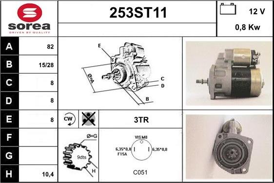 STARTCAR 253ST11 - Стартер vvparts.bg