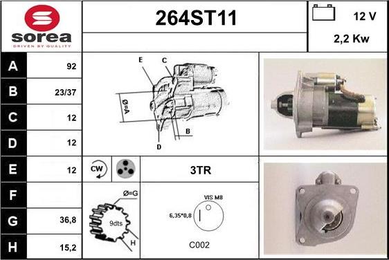 STARTCAR 264ST11 - Стартер vvparts.bg