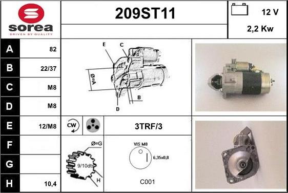 STARTCAR 209ST11 - Стартер vvparts.bg