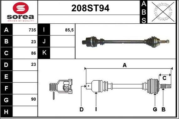 STARTCAR 208ST94 - Полуоска vvparts.bg