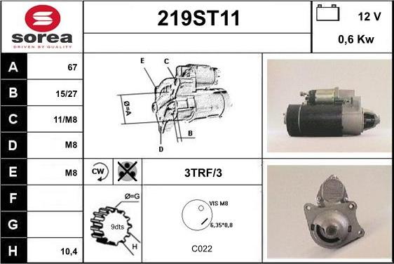 STARTCAR 219ST11 - Стартер vvparts.bg