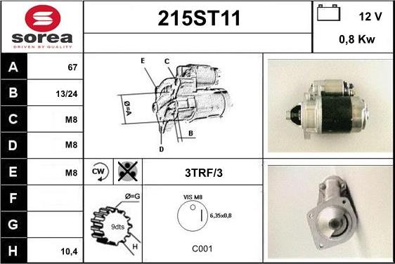 STARTCAR 215ST11 - Стартер vvparts.bg