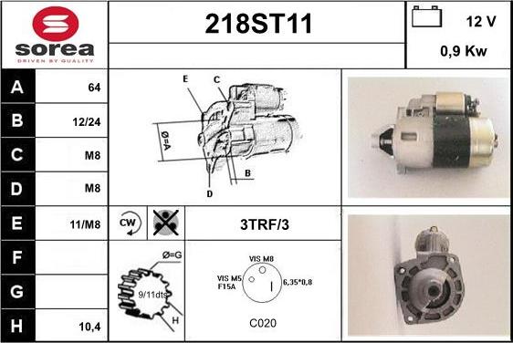 STARTCAR 218ST11 - Стартер vvparts.bg