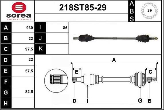 STARTCAR 218ST85-29 - Полуоска vvparts.bg