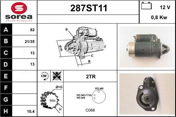 STARTCAR 287ST11 - Стартер vvparts.bg