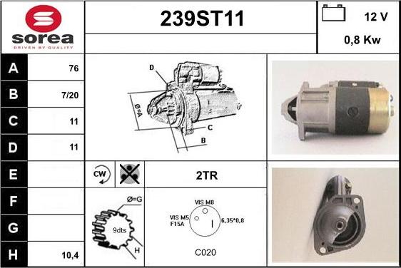 STARTCAR 239ST11 - Стартер vvparts.bg