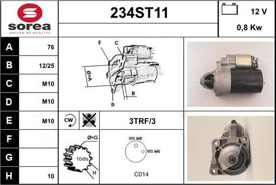 STARTCAR 234ST11 - Стартер vvparts.bg