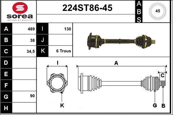 STARTCAR 224ST86-45 - Полуоска vvparts.bg