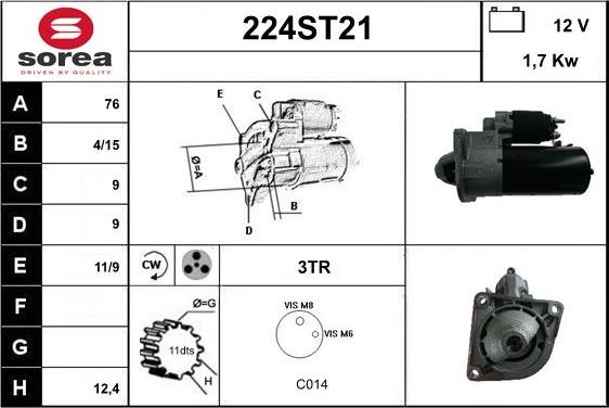 STARTCAR 224ST21 - Стартер vvparts.bg