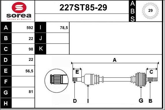 STARTCAR 227ST85-29 - Полуоска vvparts.bg