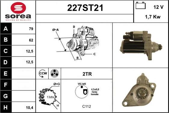 STARTCAR 227ST21 - Стартер vvparts.bg