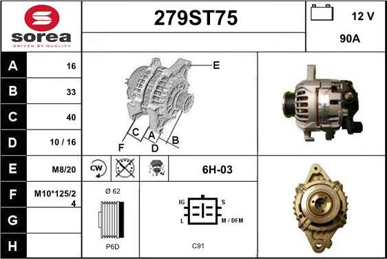 STARTCAR 279ST75 - Генератор vvparts.bg