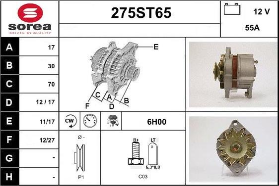 STARTCAR 275ST65 - Генератор vvparts.bg