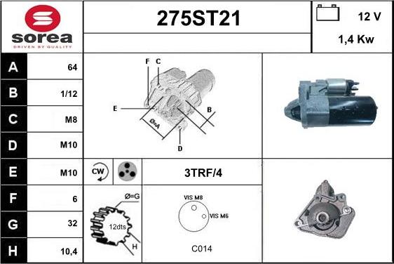 STARTCAR 275ST21 - Стартер vvparts.bg