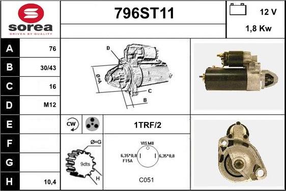 STARTCAR 796ST11 - Стартер vvparts.bg