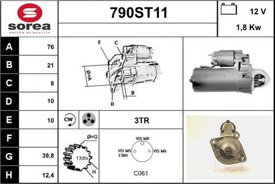 STARTCAR 790ST11 - Стартер vvparts.bg