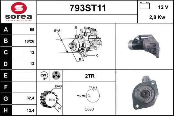 STARTCAR 793ST11 - Стартер vvparts.bg