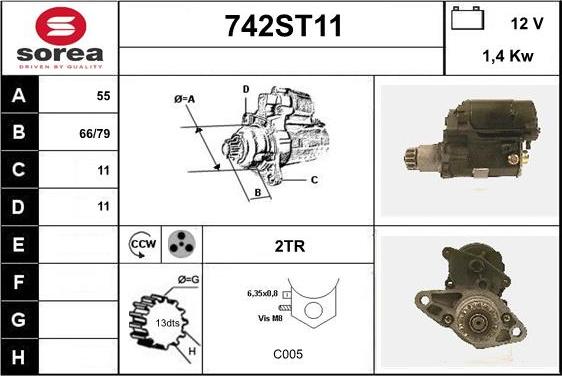 STARTCAR 742ST11 - Стартер vvparts.bg