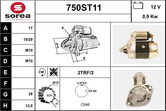 STARTCAR 750ST11 - Стартер vvparts.bg