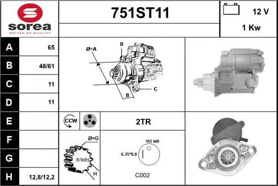 STARTCAR 751ST11 - Стартер vvparts.bg