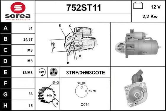 STARTCAR 752ST11 - Стартер vvparts.bg