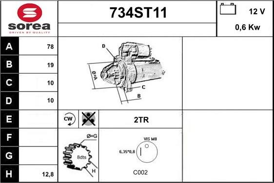 STARTCAR 734ST11 - Стартер vvparts.bg