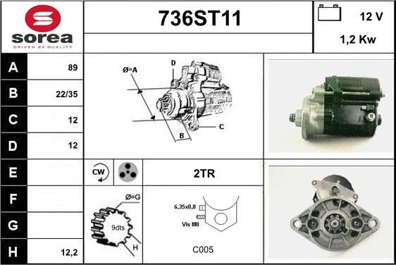 STARTCAR 736ST11 - Стартер vvparts.bg