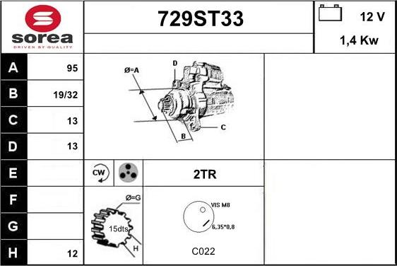 STARTCAR 729ST33 - Стартер vvparts.bg