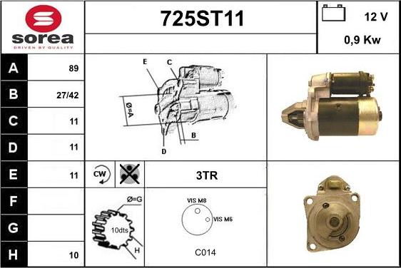 STARTCAR 725ST11 - Стартер vvparts.bg