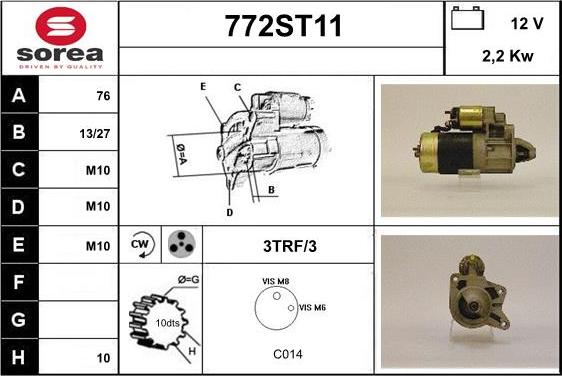 STARTCAR 772ST11 - Стартер vvparts.bg