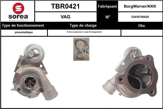 STARTCAR TBR0421 - Турбина, принудително пълнене с въздух vvparts.bg