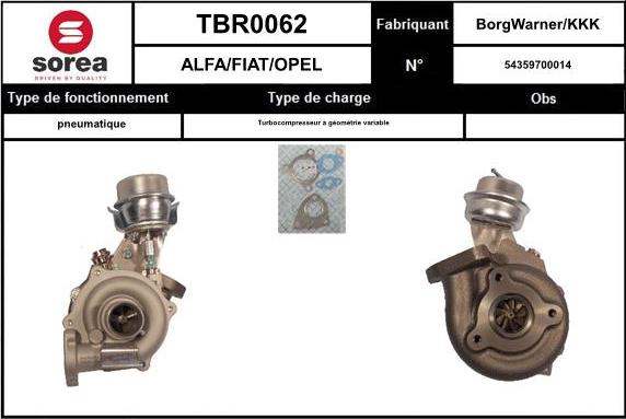 STARTCAR TBR0062 - Турбина, принудително пълнене с въздух vvparts.bg