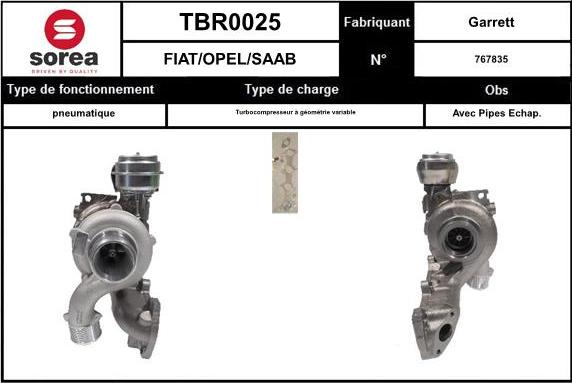 STARTCAR TBR0025 - Турбина, принудително пълнене с въздух vvparts.bg