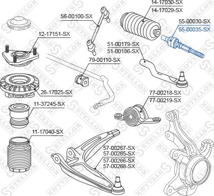 Stellox 55-00035-SX - Аксиален шарнирен накрайник, напречна кормилна щанга vvparts.bg