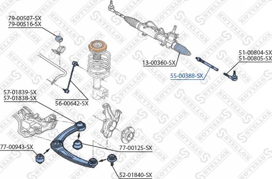 Stellox 55-00388-SX - Аксиален шарнирен накрайник, напречна кормилна щанга vvparts.bg